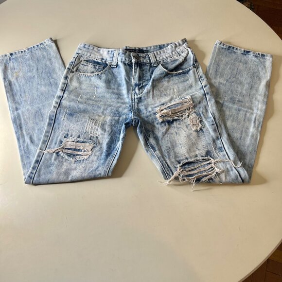 DENIM CULTURE Men's Distressed Blue Jeans Size 30/30 - Picture 3 of 11